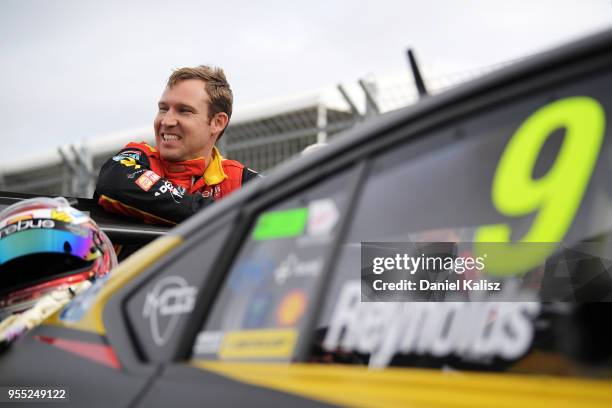 David Reynolds driver of the Erebus Penrite Racing Holden Commodore ZB looks on during race 12 for the Supercars Perth SuperSprint at Barbagello...