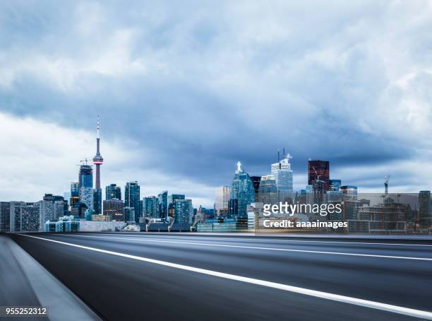 empty highway travel through toronto city,ontario - toronto highway stock pictures, royalty-free photos & images