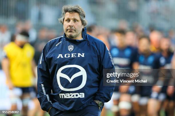 Mauricio Reggiardo, head coach of Agen during the French Top 14 match between Racing 92 and SU Agen on May 5, 2018 in Vannes, France.