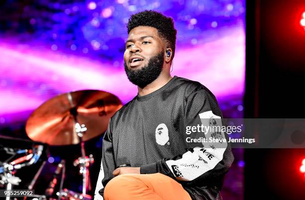 Singer Khalid performs on The Roxy Tour at Bill Graham Civic Auditorium on May 5, 2018 in San Francisco, California.