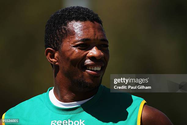 Makhaya Ntini of South Africa looks on during a South Africa nets session at Newlands Cricket Ground on January 2, 2010 in Cape Town, South Africa.