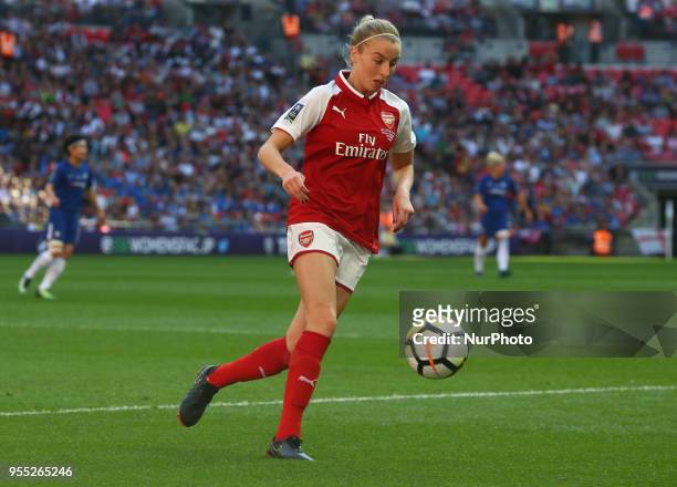Leah Williamson of Arsenal during The SSE Women's FA Cup Final match between Arsenal against Chelsea Ladies at Wembley Stadium on May 5, 2018 in...