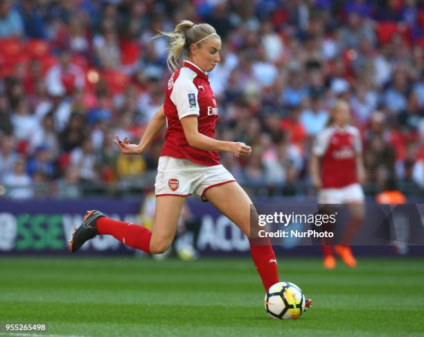 Leah Williamson of Arsenal during The SSE Women's FA Cup Final match between Arsenal against Chelsea Ladies at Wembley Stadium on May 5, 2018 in...