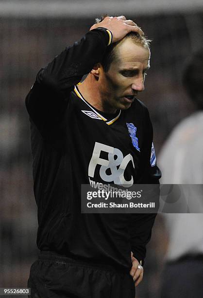 Lee Bowyer of Birmingham City reacts during the FA Cup sponsored by E.ON Final 3rd round match between Nottingham Forest and Birmingham City at the...