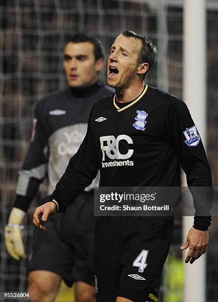 Lee Bowyer of Birmingham City reacts during the FA Cup sponsored by E.ON Final 3rd round match between Nottingham Forest and Birmingham City at the...