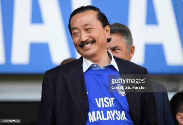 Cardiff City Owner Vincent Tan is seen prior to the Sky Bet Championship match between Cardiff City and Reading at Cardiff City Stadium on May 6,...