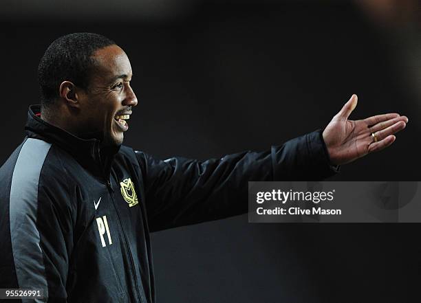 Paul Ince of MK Dons gestures during the FA Cup 3rd Round match between MK Dons and Burnley at Stadiummk on January 2, 2010 in Milton Keynes, England.