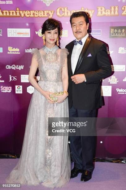 Actress Angie Chiu and husband engineer Wong Hon-wai attend the Wai Yin Association 36th Anniversary Charity Ball 2018 on May 5, 2018 in Hong Kong,...