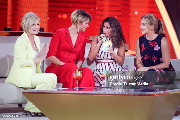 Carmen Nebel, Anna Maria Zimmermann, Sarah Lombardi and Caroline Beil during the tv show 'Willkommen bei Carmen Nebel' at Sachsen-Arena on May 5,...