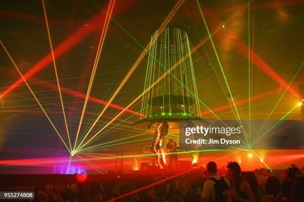 Performs during a light and laser show in The Reactor during the Arcadia 10th Anniversary Metamorphosis show at Queen Elizabeth Park on May 5, 2018...