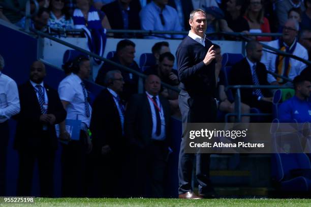 Reading manager Paul Clement during the Sky Bet Championship match between Cardiff City and Reading at The Cardiff City Stadium on May 06, 2018 in...