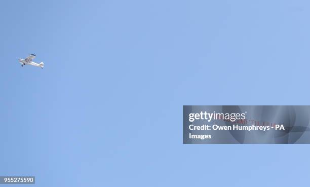 Plane flies over the stadium with a banner reading "Sunderland 'Til I Die" during the Sky Bet Championship match at the Stadium of Light, Sunderland.