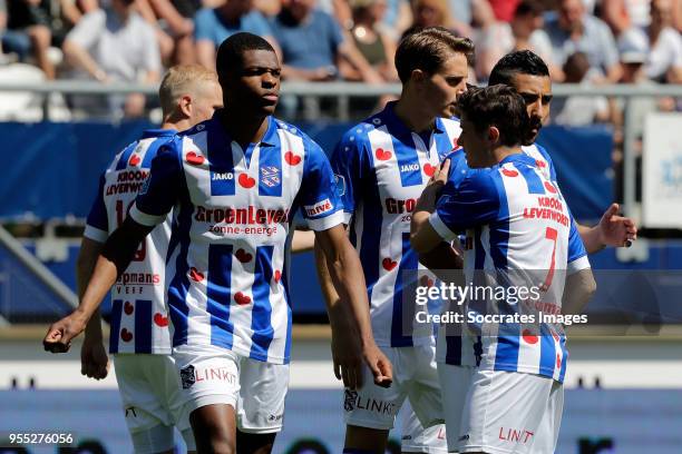 Denzel Dumfries of SC Heerenveen, Daniel Hoegh of SC Heerenveen, Marco Rojas of SC Heerenveen, Reza Ghoochannejhad of SC Heerenveen during the Dutch...