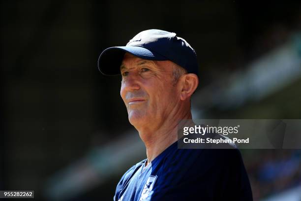 Middlesbrough Manager Tony Pulis during the Sky Bet Championship match between Ipswich Town and Middlesbrough at Portman Road on May 6, 2018 in...