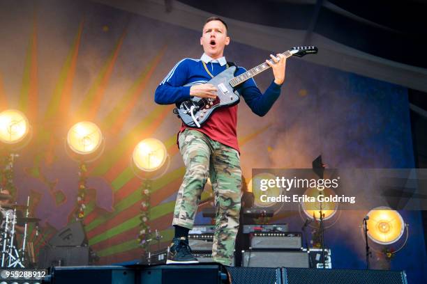 Brad Shultz of Cage the Elephant performs at Fair Grounds Race Course on May 5, 2018 in New Orleans, Louisiana.