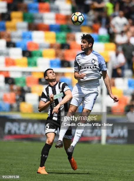 Andrea Ranocchia of FC Internazionale in action during the serie A match between Udinese Calcio and FC Internazionale at Stadio Friuli on May 6, 2018...