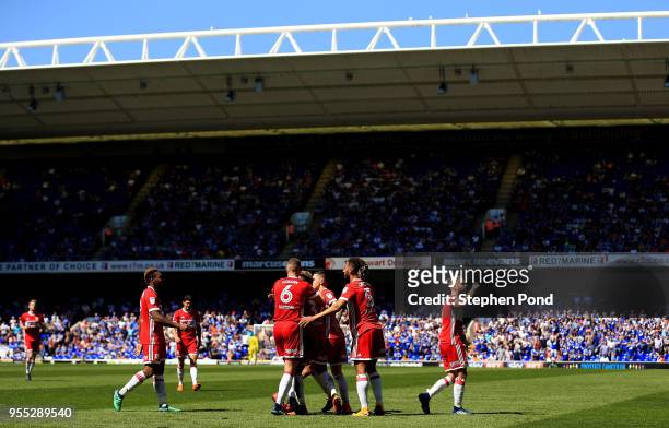 Stewart Downing of Middlesbrough celebrates scoring to level the match 1-1 during the Sky Bet Championship match between Ipswich Town and...