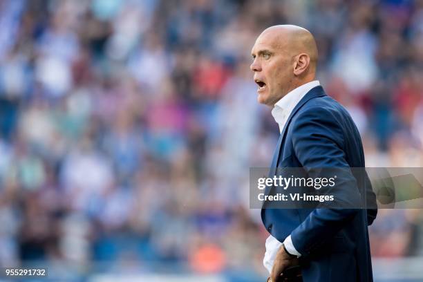 Coach Jurgen Streppel of sc Heerenveen during the Dutch Eredivisie match between sc Heerenveen and Feyenoord Rotterdam at Abe Lenstra Stadium on May...