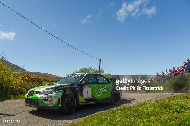 Killarney , Ireland - 6 May 2018; Manus Kelly and Donall Barrett in a during Day Two of the 2018 Cartell.ie Rally of the Lakes, at Special Stage 13...