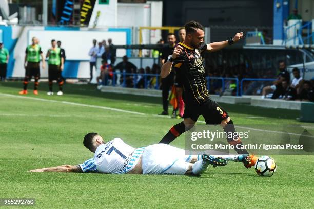 Gaetano Letizia of Benevento Calcio in action during the serie A match between Spal and Benevento Calcio at Stadio Paolo Mazza on May 6, 2018 in...