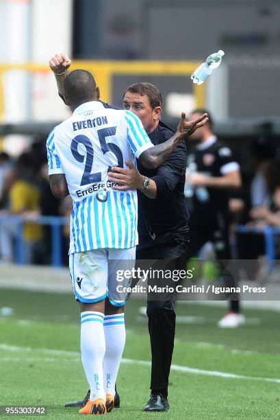 Leonardo Semplici head coach of Spal reacts during the serie A match between Spal and Benevento Calcio at Stadio Paolo Mazza on May 6, 2018 in...