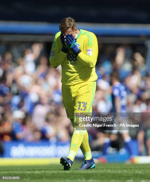 Birmingham City goalkeeper David Stockdale after his sides third goal of the game during the Sky Bet Championship match at St Andrew's, Birmingham.
