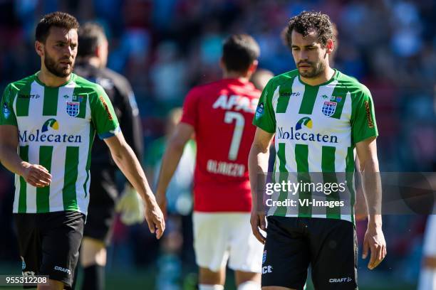 Bram van Polen of PEC Zwolle, Dirk Marcellis of PEC Zwolle during the Dutch Eredivisie match between AZ Alkmaar and PEC Zwolle at AFAS stadium on May...