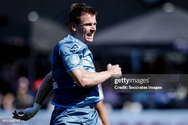 Tim Breukers of Heracles Almelo, celebrate is goal the 2-3 during the Dutch Eredivisie match between Sparta v Heracles Almelo at the Sparta Stadium...