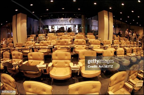 Buenos Aires, argentina april, 2001. Empty seats at the bolsa de comercio stock exchange.