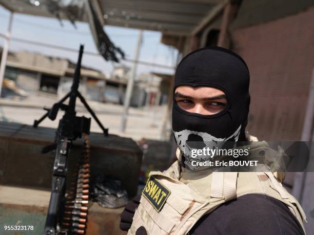 Membres des forces de police fédérale, le 29 mars 2017, Mossoul, Irak.