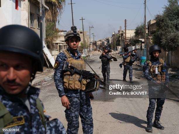 Membres des forces de police fédérale, le 29 mars 2017, Mossoul, Irak.