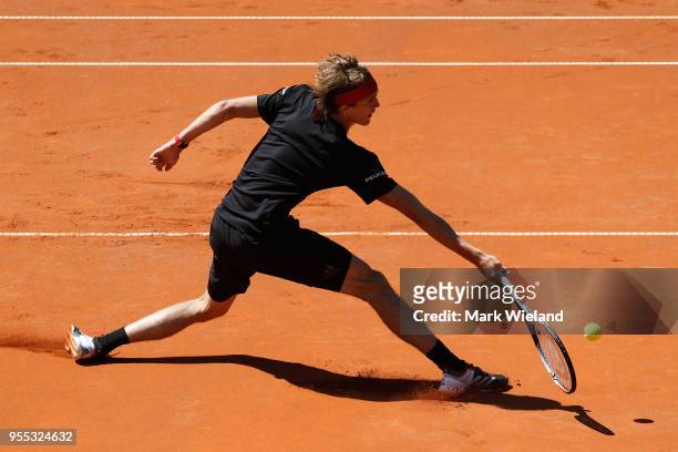 Alexander Zverev of Germany plays a forehand against Philipp Kohlschreiber of Germany during the final on day 9 of the BMW Open by FWU at MTTC...
