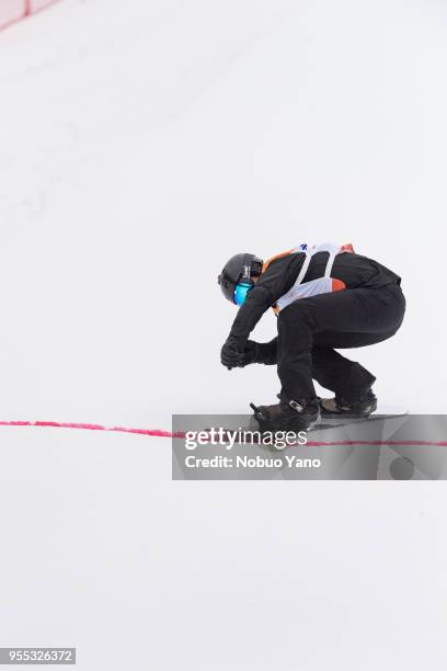 Matti Suur-Hamari of Finland competes in the Snowboard Men's Bank Slalom SB-ULL2 Run2 during day 7 of the PyeongChang 2018 Paralympic Games on March...