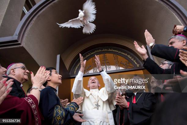 Son arrivée à Tbilissi, Georgie le 30 septembre 2016 le pape François est allé à la rencontre de la communauté assyro-chaldéenne locale en l?église...