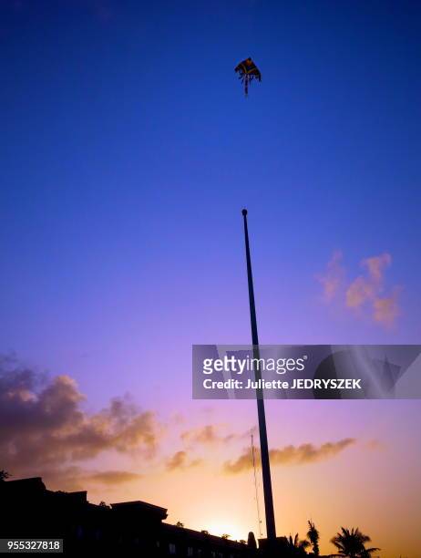 Cerf volant, station balnéaire de Playa del Carmen sur le littoral de la mer des Caraïbes dans la péninsule du Yucatan, canton de Solidaridad dans...