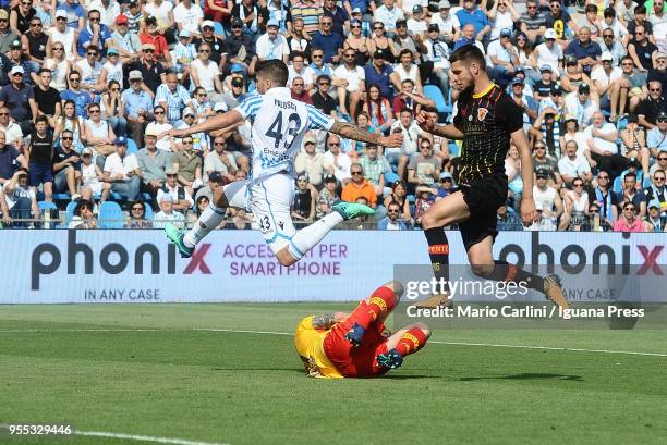 Alberto Paloschi of Spal in action during the serie A match between Spal and Benevento Calcio at Stadio Paolo Mazza on May 6, 2018 in Ferrara, Italy.