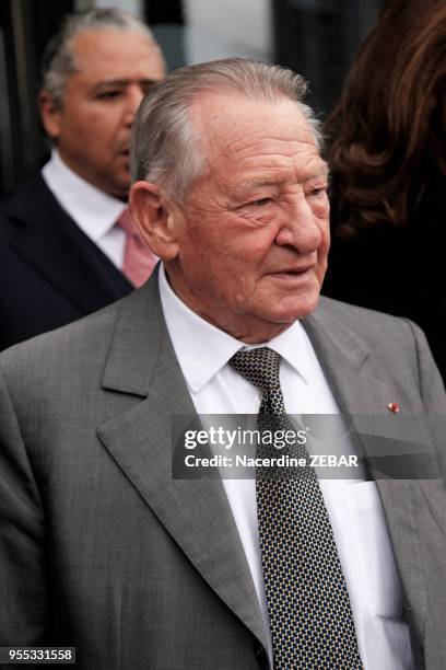 Gérard Pélisson cofondateur du groupe Accor lors d'une inauguration d'un nouvel hotel le 6 avril 2017 à Sétif, Algérie.