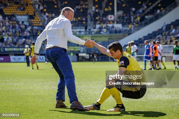 Coach Robert Molenaar of Roda JC, Christian Kum of Roda JC during the Dutch Eredivisie match between Roda JC v ADO Den Haag at the Parkstad Limburg...