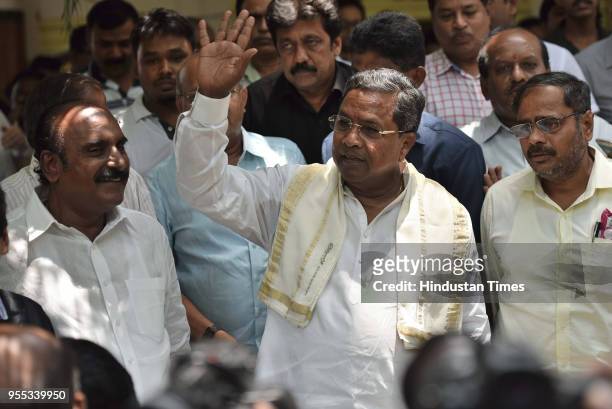 Karnataka Chief Minister Siddaramaiah after a press conference at the Press Club, on May 6, 2018 in Bengaluru, India. Siddaramaiah mocked the...