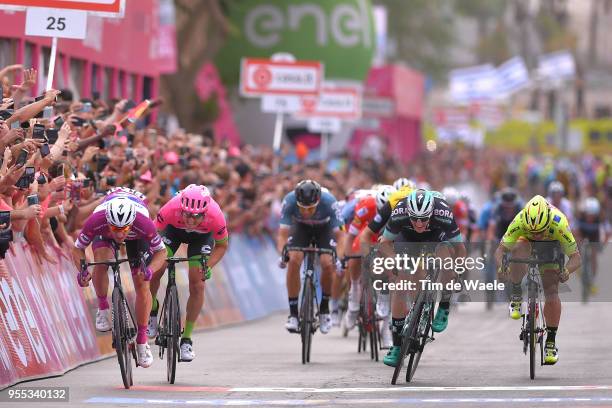 Arrival / Sprint / Elia Viviani of Italy and Team Quick-Step Floors Purple Points Jersey / Sacha Modolo of Italy and Team EF Education First-Drapac...