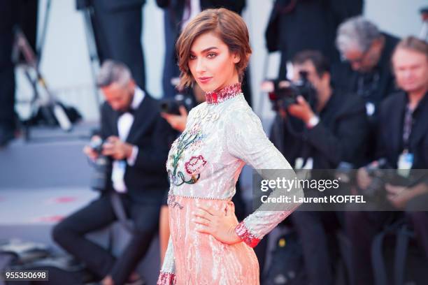Stella Egitto walks the red carpet ahead of the 'The Leisure Seeker ' screening during the 74th Venice Film Festival at Sala Grande on September 3,...