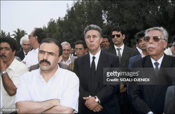 Ahmed Ben Bella at the funeral of Algeria's assassinated president Mohamed Boudiaf.