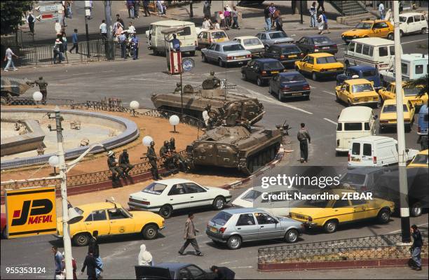Tanks at Place du 1er Mai in Algiers.