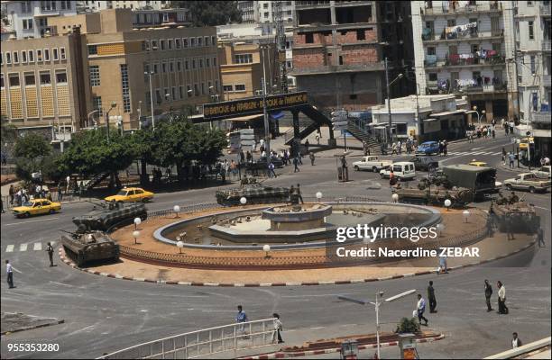 Tanks at Place du 1er Mai in Algiers.