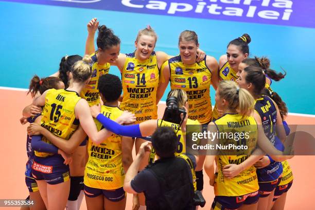 Imoco Volley Conegliano's Samantha Bricio, Kimberly Hill, Joanna Wolosz and Samanta Fabris during CEV Volleyball Champions League Final Four, Bronze...