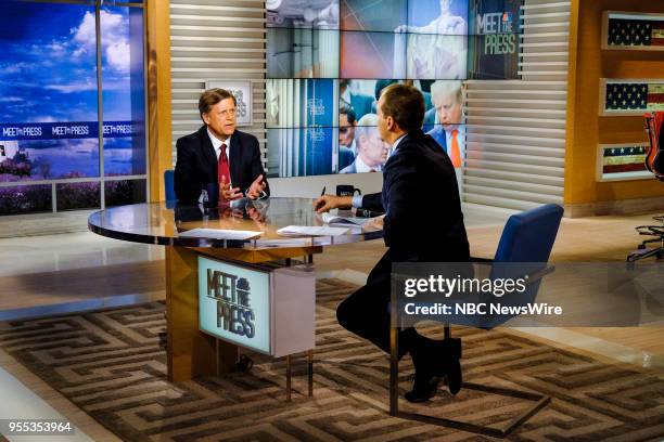 Pictured: -- Michael McFaul, Former U.S. Ambassador to Russia, and moderator Chuck Todd, appear on "Meet the Press" in Washington, D.C., Sunday, May...