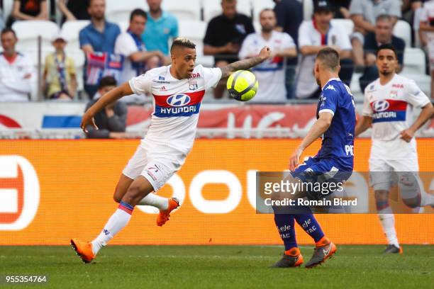 Diaz Mejia Mariano of Lyon and Grandsir Samuel of Troyes during the Ligue 1 match between Olympique Lyonnais and Troyes AC at Parc Olympique on May...