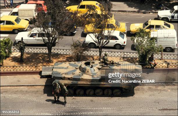 Tanks at Place du 1er Mai in Algiers.