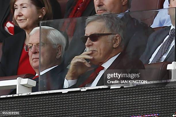 Arsenal's US owner Stan Kroenke looks on during the English Premier League football match between Arsenal and Burnley at the Emirates Stadium in...