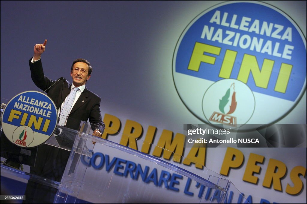 Gianfranco Fini leader of Italian right party Alleanza Nazionale